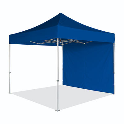 Grande tente à parois solides de Tentes Tempo, de 10 pied de large, vue de face, avec une toile bleu.